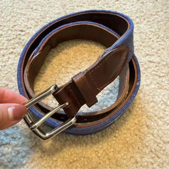 Goodthreads Men's Embroidered Diamond Head Leather Belt - Picture 1 of 7